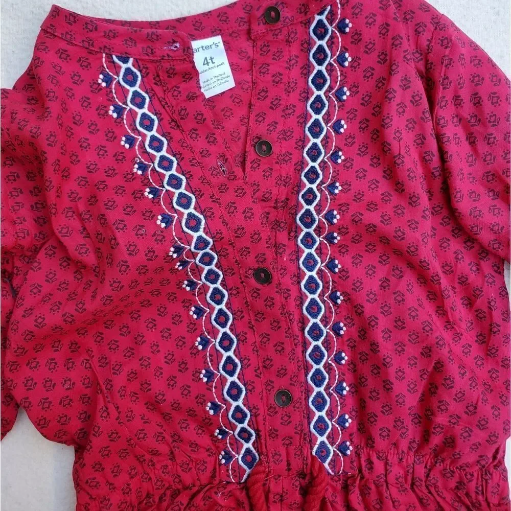 Carter's flower pattern roll up sleeve romper Size 4T